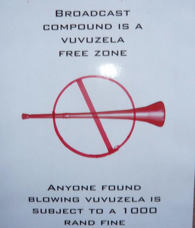 In den Technical Operation Center (TOCs) und im IBC sind Vuvuzela-Bläsert nicht erwünscht
