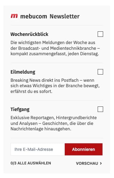 mebucom Newsletter-Optionen