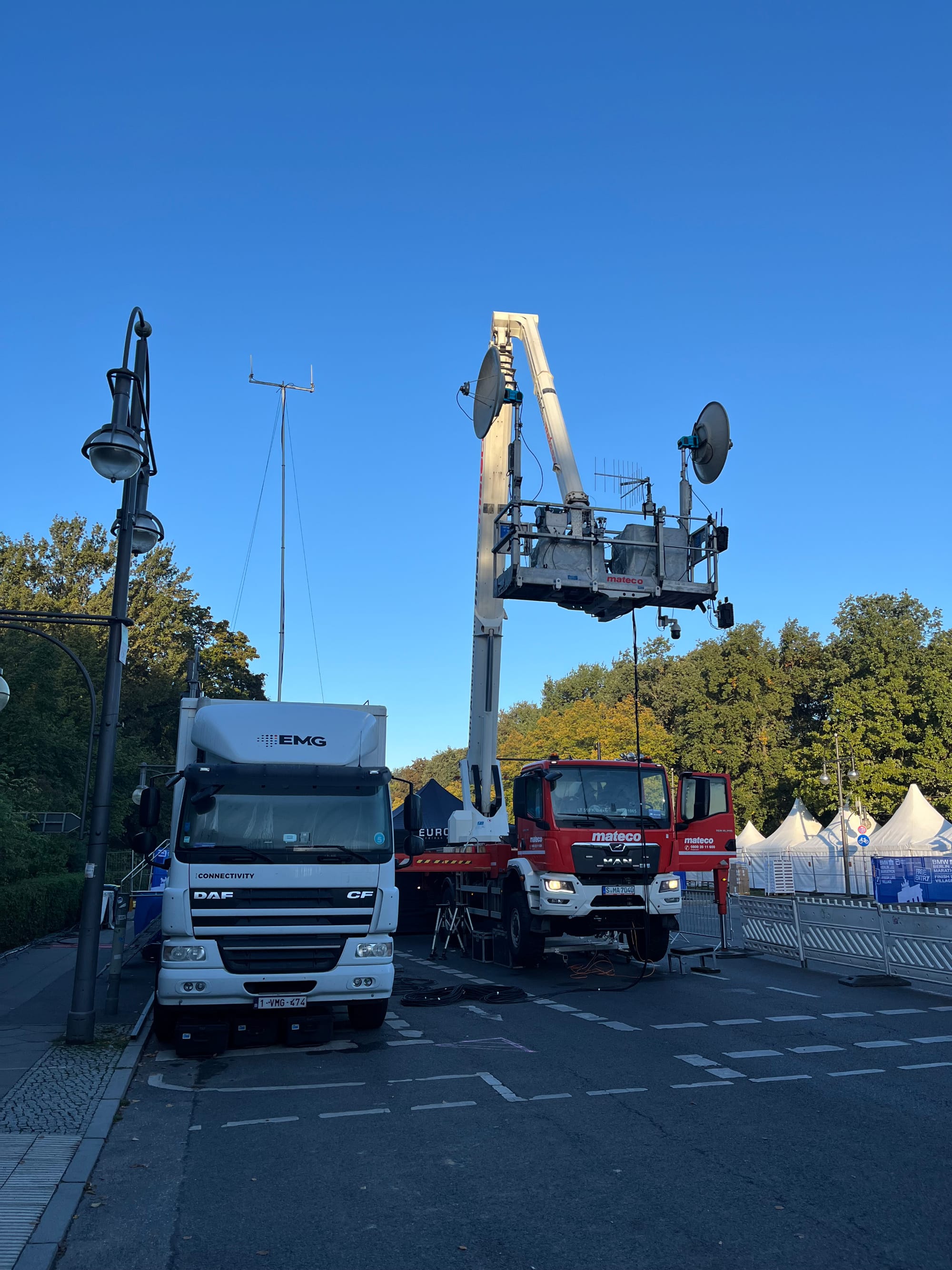 Empfangsantennen für die drahtlosen RF-Signale beim Berlin-Marathon