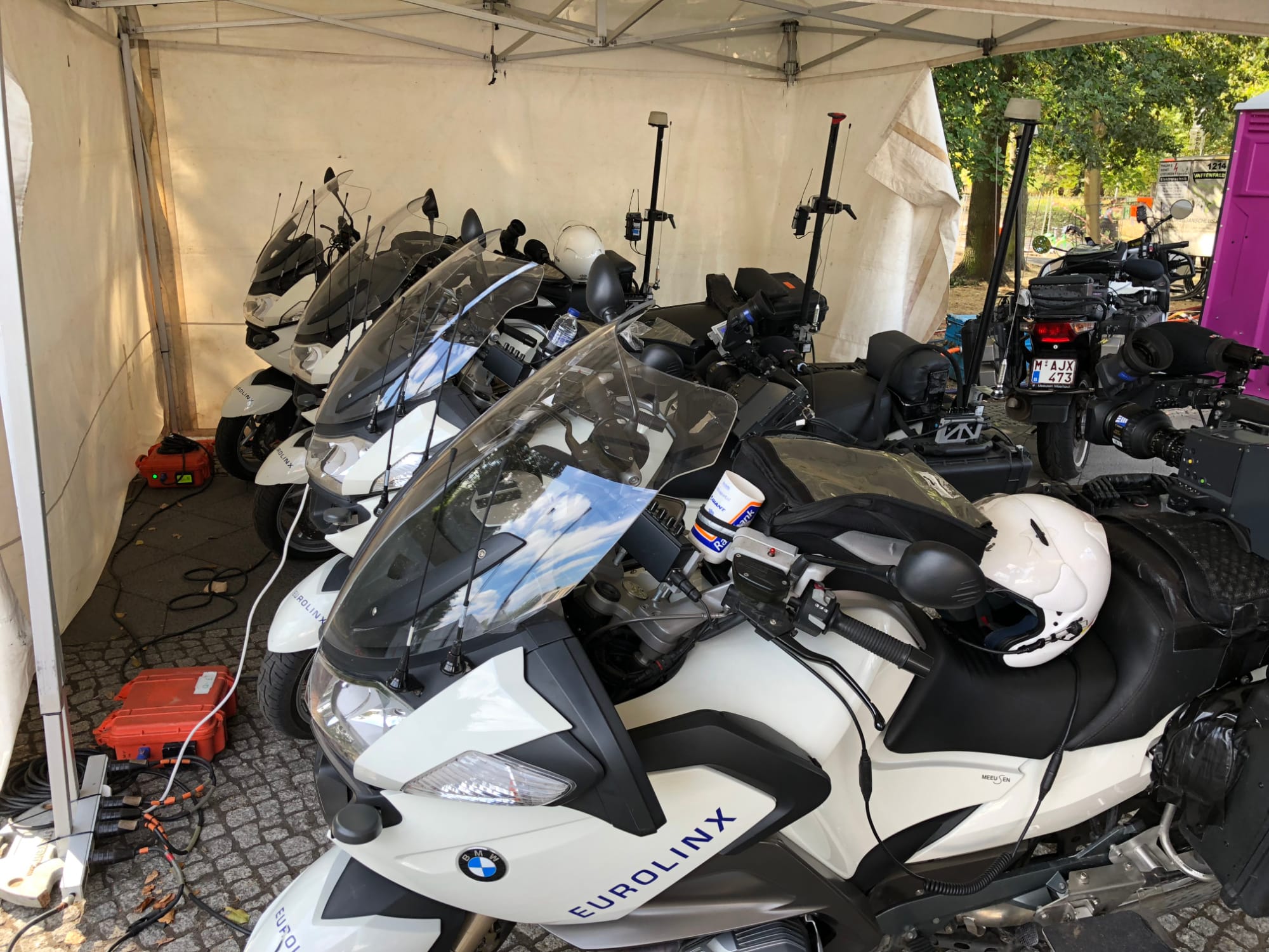 Kameramotorräder der EuroMedia Group beim Berlin-Marathon