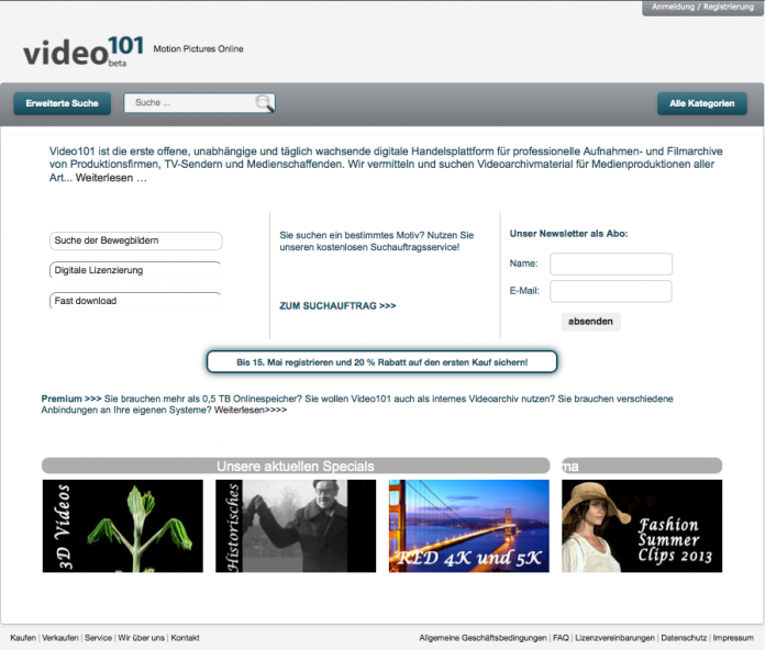 B-to-B-Onlineplattform für hochwertiges Footage