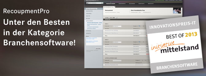 Lizenzsoftware RecoupmentPro gewinnt Capital Cloud Award 2013 Lizenzsoftware RecoupmentPro gewinnt Capital Cloud Award 2013