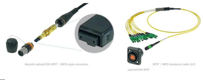 MTP/MPO-style connector und MTP/MPO breakout cable (LC)