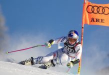 Größte Remote-IP-Produktion im Ski-Zirkus Foto: Lindsey Vonn (USA) während des Abfahrts-Trainings zum letzten Wettkampf ihrer Karriere bei den alpinen FIS-Ski-Weltmeisterschaften in Åre, Schweden. © Erich Spiess / ASP / Red Bull Content Pool