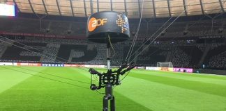 ZDF setzt bei Fußball-Länderspiel auf Robycam Seilkamerasystem Robycam-Seilkamerasystem