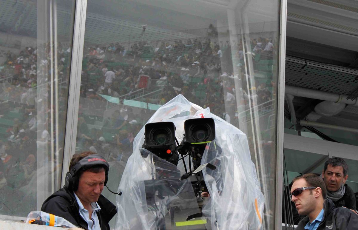 3D-Kamera-Rig mit Sony Camcordern am Center Court von Roland Garros