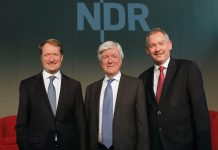 70 Jahre öffentlich-rechtlicher Rundfunk Ulrich Wilhelm, Tony Hall und Lutz Marmor (v.l.n.r.) © NDR/Morris Mac Matzen