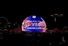 Super Bowl-Leuchtfeuer in Las Vegas Die LED-Kugel Sphere, die neueste Attraktion von Las Vegas, ist aktuell im Super Bowl-Modus ©Sphere