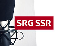 SRG schaltet UKW Ende 2024 ab SRG Logo mit Mikrofon im Hintergrund