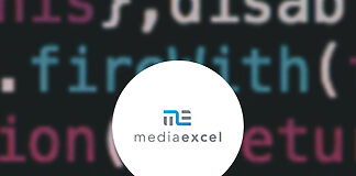 Media Excel zeigt effizientes DIVA Encoding auf der IBC Media Excel Logo mit Code im Hintergrund