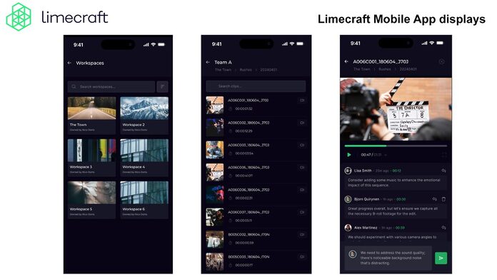 Ansicht der neuen Mobile App von Limecraft