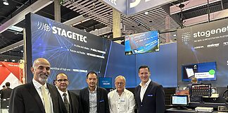 Strategische Expansion im Nahen Osten STAGETEC-HASOUB-Partnerschaft: Saed Albanna, Fathi Abdulmotalab, Wolfgang Salzbrenner, Norbert Bau, Craig Newbury (v.l.n.r.) ©STAGETEC