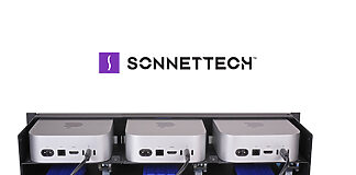 Rackmount-Gehäuse für Mac mini vorgestellt Rückansicht des neuen RackMac mini – unter jedem Rechner ist genug Platz für eine externe SSD-Festplatte