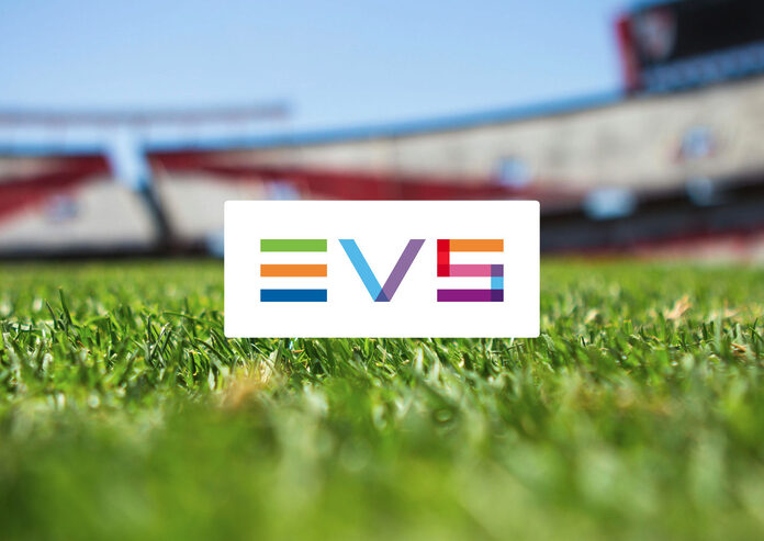 EVS-Logo auf Bild von Fußballstadion