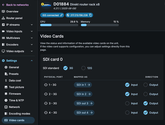 Die neue SDI-Konfiguration in Intinors IDM-Interface.