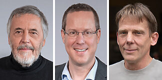 TopVision: Gründer Achim Jendges übergibt an Christian Panhorst Der scheidende TopVision-Geschäftsführer Achim Jendges, sein Nachfolger Christian Panhorst (ab 2026), Geschäftsbereichsleiter Alexander Prüstel